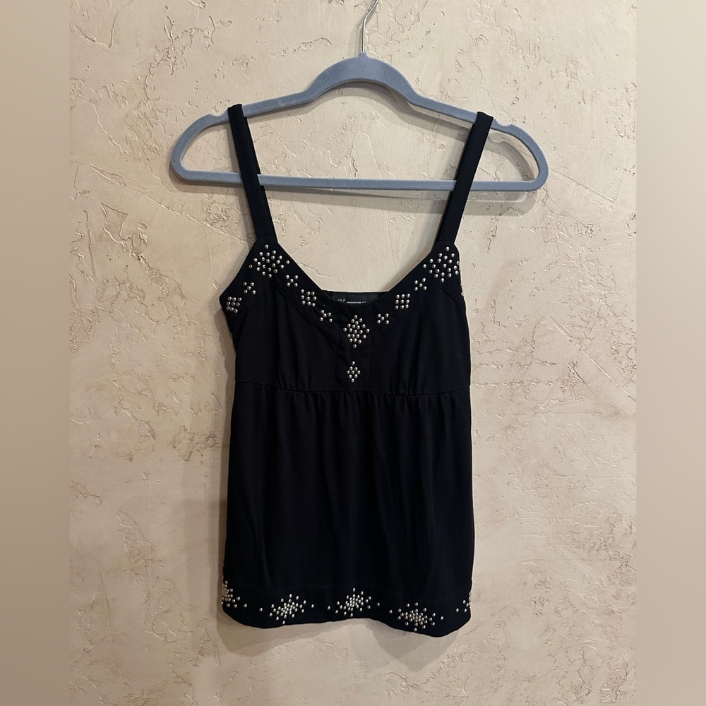 Black Silver Studded Women's Top